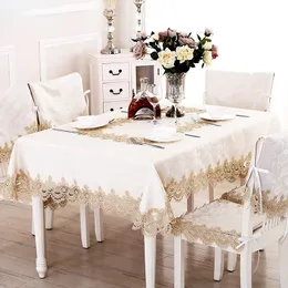 Table Cloth Nappe de crme luxe europenne nappe brode en dentelle Soluble dans l'eau pour salon maison douce 230522