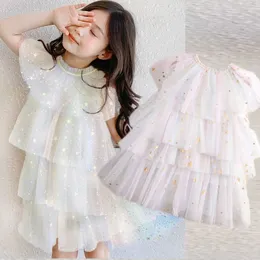 Girl's Dresses Girls Dress Children's Clothing Fashion Rainbow Color Cake Dress Tutu kjol Sökpentagram Unicorn Dress 230520