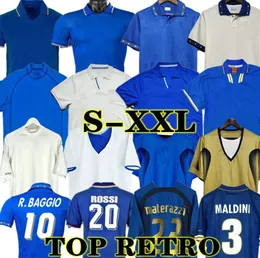 1998 Baggio Maldini Retro fotbollströjor 1990 1996 1982 ROSSI Schillaci Totti Del Piero 2006 Pirlo Inzaghi Buffon Italien Cannavaro fotbollströjor herrar