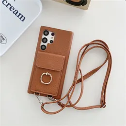Crossbody Magnetic Lychee Print Vogue Phone Case for iPhone 14 13 Pro Max Samsung Galaxy S22 S23 A13 A14 A24 A33 A53 A54 A72 A52 A22 5G Card Slot Leather Wallet Back Cover