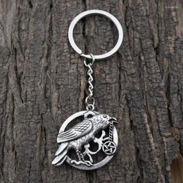 Keychains Norse Raven Crow Pentagram Keychain Wicca Pagan Animal Keyring Amulet