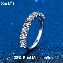 Anéis 100% Moissanite noivado anéis 10 pedras 1CT Half Eternity Anniversary Banding Weanding Weanding Silver Packable Ring for Women
