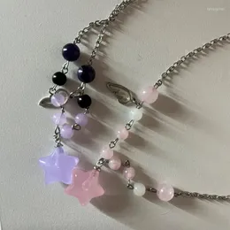 Hänge halsband rosa lila geléstjärna fairycore y2k halsband cottagecore handgjorda gåva
