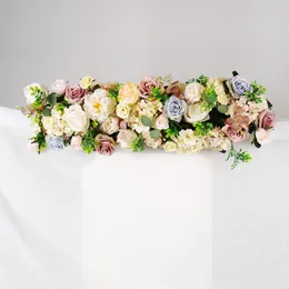 Dekorativa blommor konstgjorda 90-110 cm rose blomma rad bröllop bågd dörr dekor flores silk pion väg citerat hemfest dekoration maison