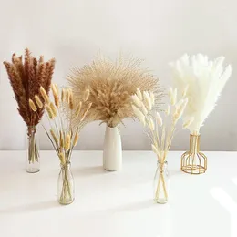 Decorative Flowers 100pcs/set Pampas Grass Bouquet Make Of Natural Dried Tails Brown Pompous Reed About 19 Inch