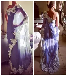 2018 Elegant One Shoulder Egypt Moroccan Kaftan Evening Dresses Abaya Dubai Muslim Formal Party Bowns With Lace Appliques9792803