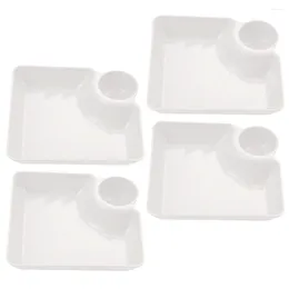 Flatware Sets 4 Pcs Vegetable Tray Sushi Dipping Bowl Square Shape Sauce Dish Chip Dip Set Cereal Plate Cheese