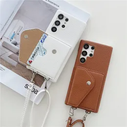 Luxury Necklace Lychee Grain Envelope Vogue Phone Case for iPhone 14 13 Mini 12 11 Pro Max XR XS 7 8 Plus Durable Card Slot Solid Leather Wallet Back Cover Shockproof