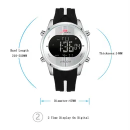 CWP 2021 KT Mens Sports Digital LED -klockor med silikonrem manlig armbandsur vattentät lysande 2 Time Watch Relogio Masculino299d