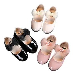 Sneakers Girls Skórzowe buty Solidny kolor Miękki podeszwy płaskie buty z dekoracyjnym węzłem Blow Pink Beige Black 230522