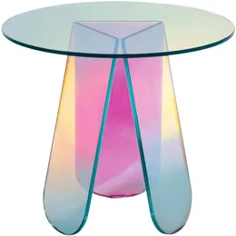 Iridescent Coffee Table, Colorful Table Round, Living Room Bedroom Decor