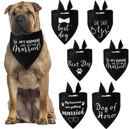 Hundkläder Fashion Wedding Triangle Bandanas Letter Mönster PET SCARF Justerbar mjuk haklapp för medelstora stora tillbehör