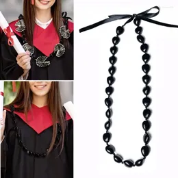 Pendant Necklaces Graduation Leis Necklace Handmade Black Beads Gift For Men Women