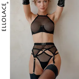 مثير مجموعة Ellilace Lingerie Exotic Lace Sexy G-String Pants Women's Women’s Mesh Bra Lingerie 4 Piece Strap Strap Set 230520