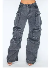 Женские джинсы сплошной цвет много карманные джинсы с подходящими для женщин для женщин-хип-хоп.