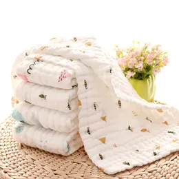 Baby badhandduk comfy muslin burp dukar stora 100% bomullshandtvättdukar 6 lager absorberande och mjuka