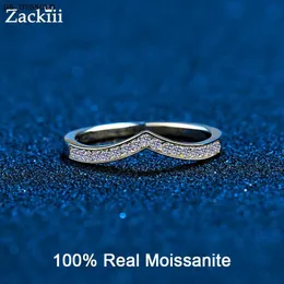 Band Rings 014ct 925 Sterling Silver Wedding Band Mini Moissanite Diamond Half Eternity Stackable Engagement Ring Wedding Rings for Women J230522