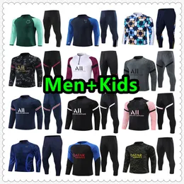 21 22 23 S Tracksuit Soccer Jersey S Messis Mbappe klasyczny styl treningowy Half Pull Long Rękaw Sergio Ramos Verratti Icardi Adult