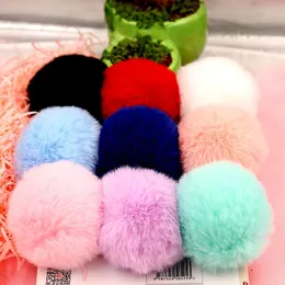 Keychains Pompom Colorful Fluffy Fur Soft Faux Rex Keychain Ball Car Keyring Woman Bag Fashion Jewelry DIY