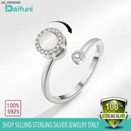 Bandringar Daifuni Anti Stress Angst 925 Sterling Silver Cymophane Rings for Woman Open justerbar spinner Rotera fritt Lady Jewelry J230522