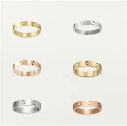 Designer Love Screw Rings Mens e feminino Ringue clássico de liga de aço de titânio de luxo nunca desapareceu 4mm alérgicos 4mm