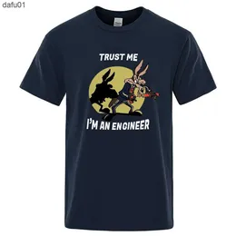 Męskie koszulki Zaufaj mi, jestem inżynierową koszulką dla mężczyzn Pure Cotton Vintage T-shirt okrągły szyję Tees Klasyczne ubrania mężczyzny ponadwymiarowe L230520 L230520