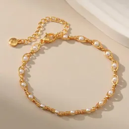Strand Elegant Sweet Chain Bracelet Hollow Copper Inlay Faux Pearls Adjustable Beaded Jewelry Gift For Women Accessories