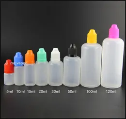 garrafa de gotas de plástico integral 5ml 10ml 15ml 20ml 30ml 50ml 100ml 120ml Soft pe vape e suco e garrafas líquidas com CA917717191