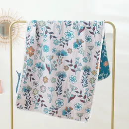 Asciugamano da bagno con bordo in pizzo floreale 80 * 160 Jacquard tinto in filo di garza di cotone a cinque strati per donne adulte per bambini Spedizione gratuita