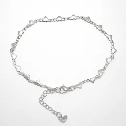 Fußkettchen 304 Edelstahl Fußkettchen Herz Geschnitztes Muster Für Frauen Strand Fuß Schmuck Bein Kette Knöchel Armbänder Frauen Zubehör G220519