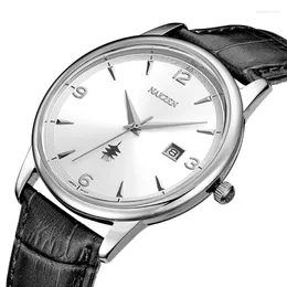Wristwatches Men Watches Ontwerp Luxe Mannen Quartz Horloge Rvs Gmt Top Merk Echt Leer Waterproof Dress Watch Horloges Reloj Homber