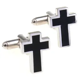 C-Man Luxury Shirt Black Cross Cufflink for Mens Brand Cuff Bottons Cuff Links High QualityAbotoaduras Jewelry