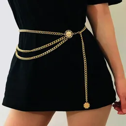 Belts Round Brand Alloy Multi-Layer Exaggerated Body Chain Women Queen Head Retro Street Snap Beam Waist For Punk