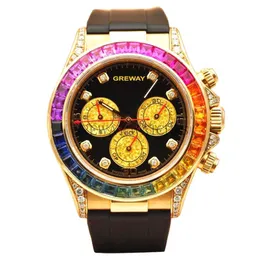 Wristwatch Designer Automatic Mechanical Watches 18K gold diamond rainbow ring mens womens wristwatches come with box202w