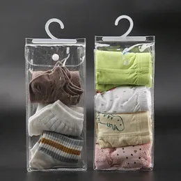 200 st/parti PVC Hook Bag Underwear Packaging Bag Sock Packaging Påsar med knapp