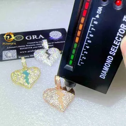 Hotsale Custom Broken Heart Pendant Count Out Hip Hop Jewelry Sealling Silver Colors Chendants с сертификатом GRA