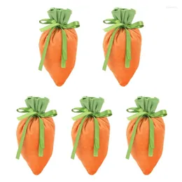 Gift Wrap 5pcs Easter Carrot Candy Bags Cookies Snack Jewelry Bag With Drawstring Kids Birthday Supplies