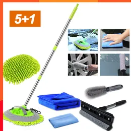 New Adjustable Handle Cleaning Mop Car Window Cleaner Brush Car Washing Tools For Tire Wheel Rim Cleaning Chenille Broom Wash Mops