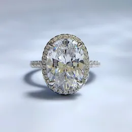 Eleganter ovaler 4ct Lab-Moissanit-Diamantring, 100 % echtes 925er Sterlingsilber, Party-Hochzeitsbandringe für Frauen, Verlobungsschmuck