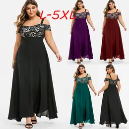 Sukienki w dużych rozmiarach sukienki w dużych rozmiarach zimne ramię w kwiatowe koronkowe maxi imprezę wieczorną Camis Long Sukienka L-5xl Vestido szatę vestidos mjer 230520