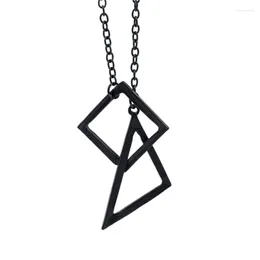 Pendant Necklaces RONGQING 12pcs/lot Geometric Necklace Wholesale Fashion Jewelry Black For Women/Men DIY Creative