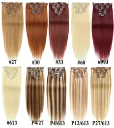Thick Full Head 70g 100g Set Straight Clip In On Human Hair Extensions Cheap Remy Peruvian Hair Extentions Clip Ins 20 Colors Avai6709412