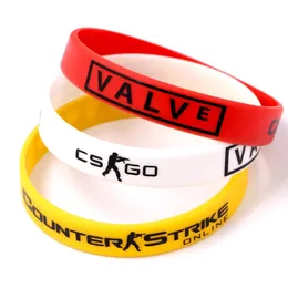 الأساور 100pcs/لعبة Lot Play CS Go Silicone Rubber Diabber Bracelets Csgo Counter Strike Braclet Red Yellow White Fire