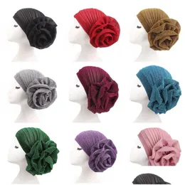 Party Hats Women Elastic Glitter Big Flower Turban Beanie Ladies Hair Protection 12 Colors Drop Delivery Home Garden Festive Supplies Dhlid