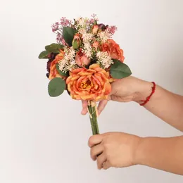 Fiori decorativi Seta artificiale Ramo di rosa per bouquet da sposa fai da te Centrotavola Composizioni floreali Tavoli da festa Home Living Roma