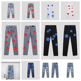 2023 Jeans de diseñador para mujer Hombre Hacer viejos pantalones de moda lavados Pantalones rectos Estampados de letras de corazón para mujer Hombre Pantalones largos de estilo informal