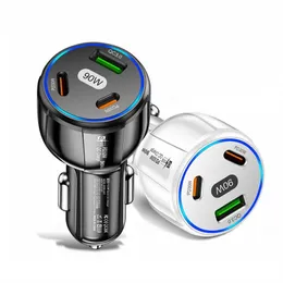 Caricabatteria per auto PD da 90 W Adattatore per telefono per auto USB di tipo C a ricarica rapida per iPhone 14 13 Caricabatterie per porta Xiaomi Samsung Quick Charge 3 in auto con pacchetto di vendita al dettaglio