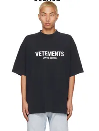 Mens VETEments T-shirt stampata con ricamo grigio lavato Uomo Donna T-shirt allentata casual di alta qualità e3