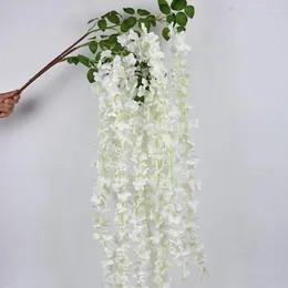 Decorative Flowers White Artificial Silk Hydrangea Flower Wisteria Garland Hanging Ornament For Garden Home Wedding Decoration Supplies 165