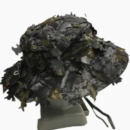 Outdoor Hats Camo effect 3D leaf casual quick drying hunting hat polyester tactical outdoor fishing flat hat sun protection Boonie 230520
